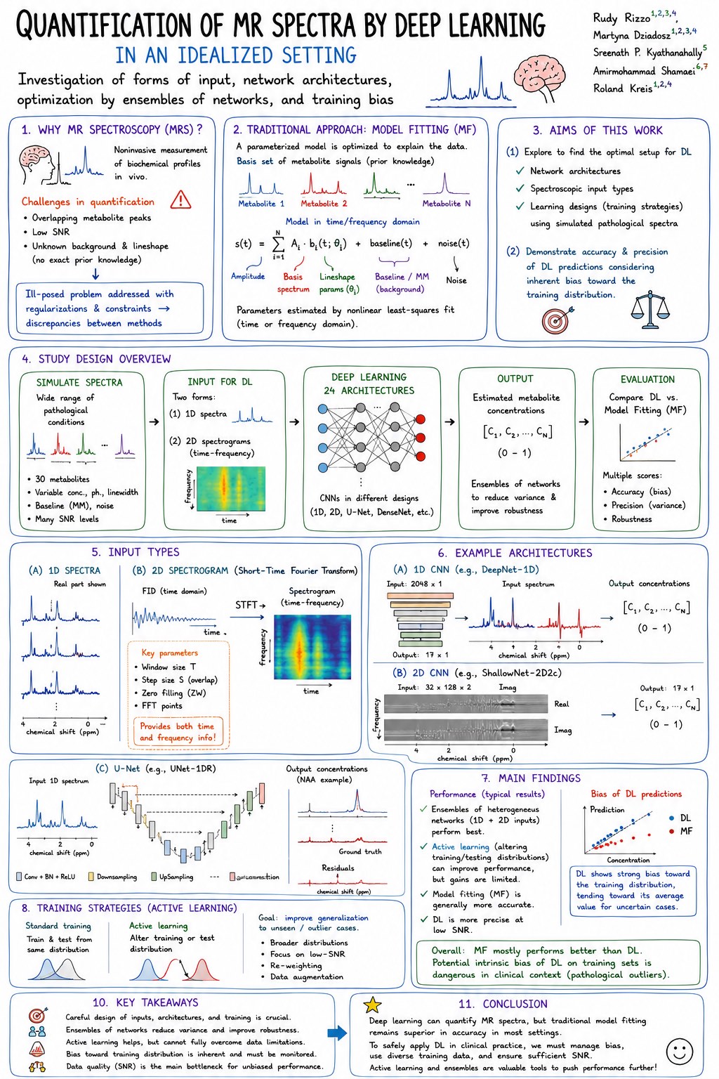 Illustrated overview of deep learning MR spectra quantification in an idealized setting
